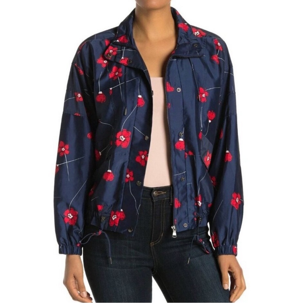 NWT Parker Hollis Floral Windbreaker Jacket in Aquarius Poppies